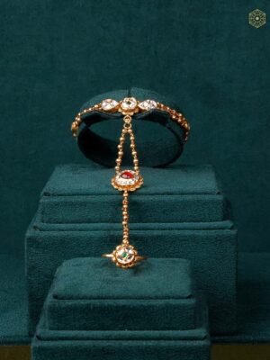 22Kt Gold Kundan Bracelet with Ring