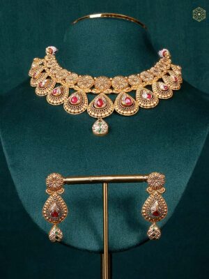 22Kt Heritage Floral Antique Kundan Set