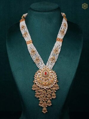 22Kt Pearl Strand Kundan Long Necklace