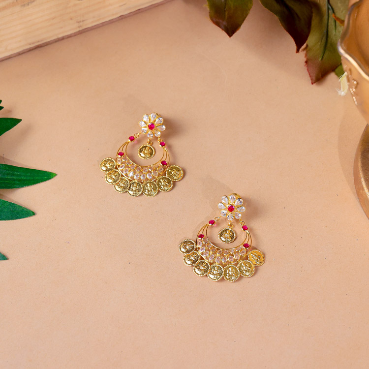 Floral Coin Drop Earrings
