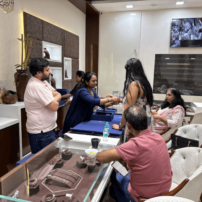 family jewelry shopping and bangle fitting